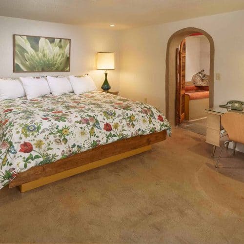 king-sized bed, Golden Girls suite, Blackstone hot springs, Truth or Consequences NM