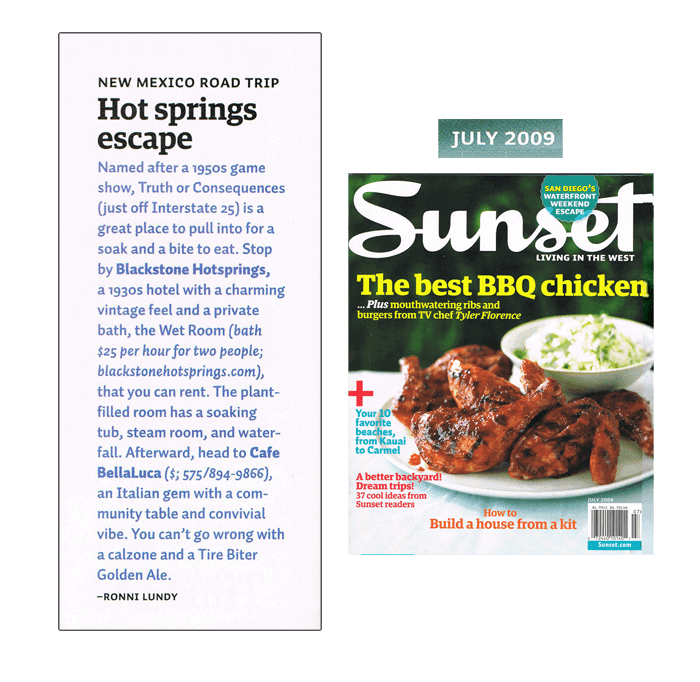 Sunset Magazine on Blackstone Hotsprings