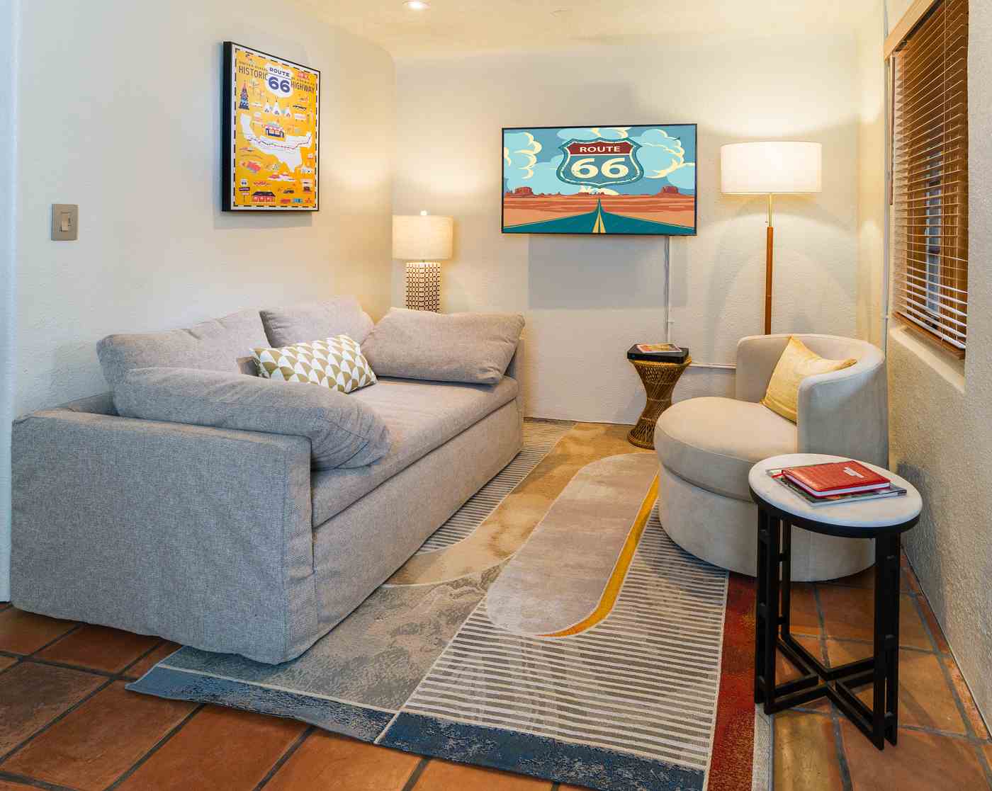 route 66 seating area at blackstone hotsprings