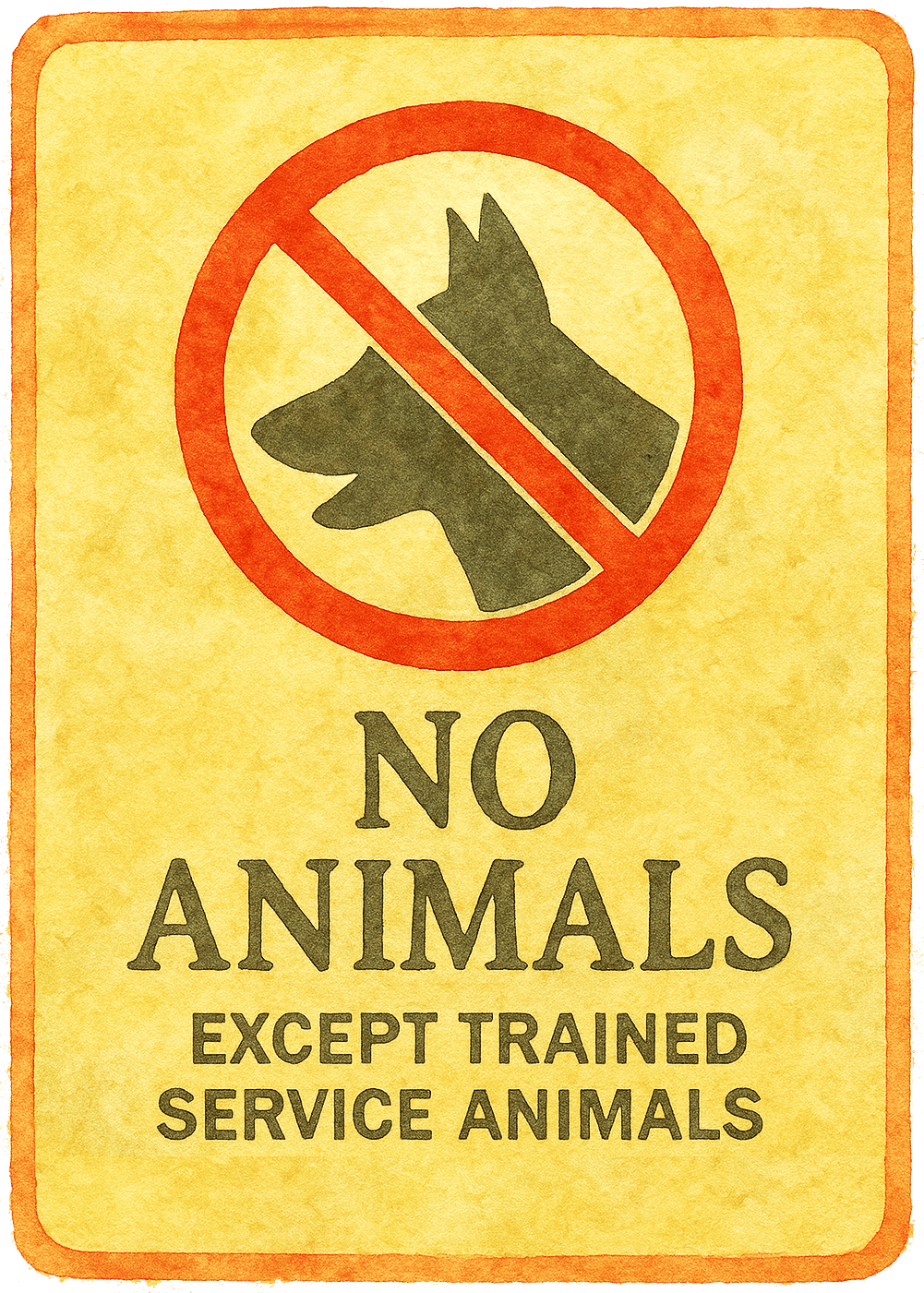 no animals except trained service animals at blackstone